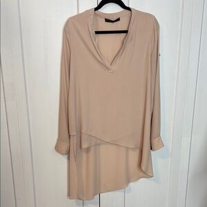 BCBGMaxAzria light Nude Rose Asymmetrical Tunic Blouse - Med-Large
